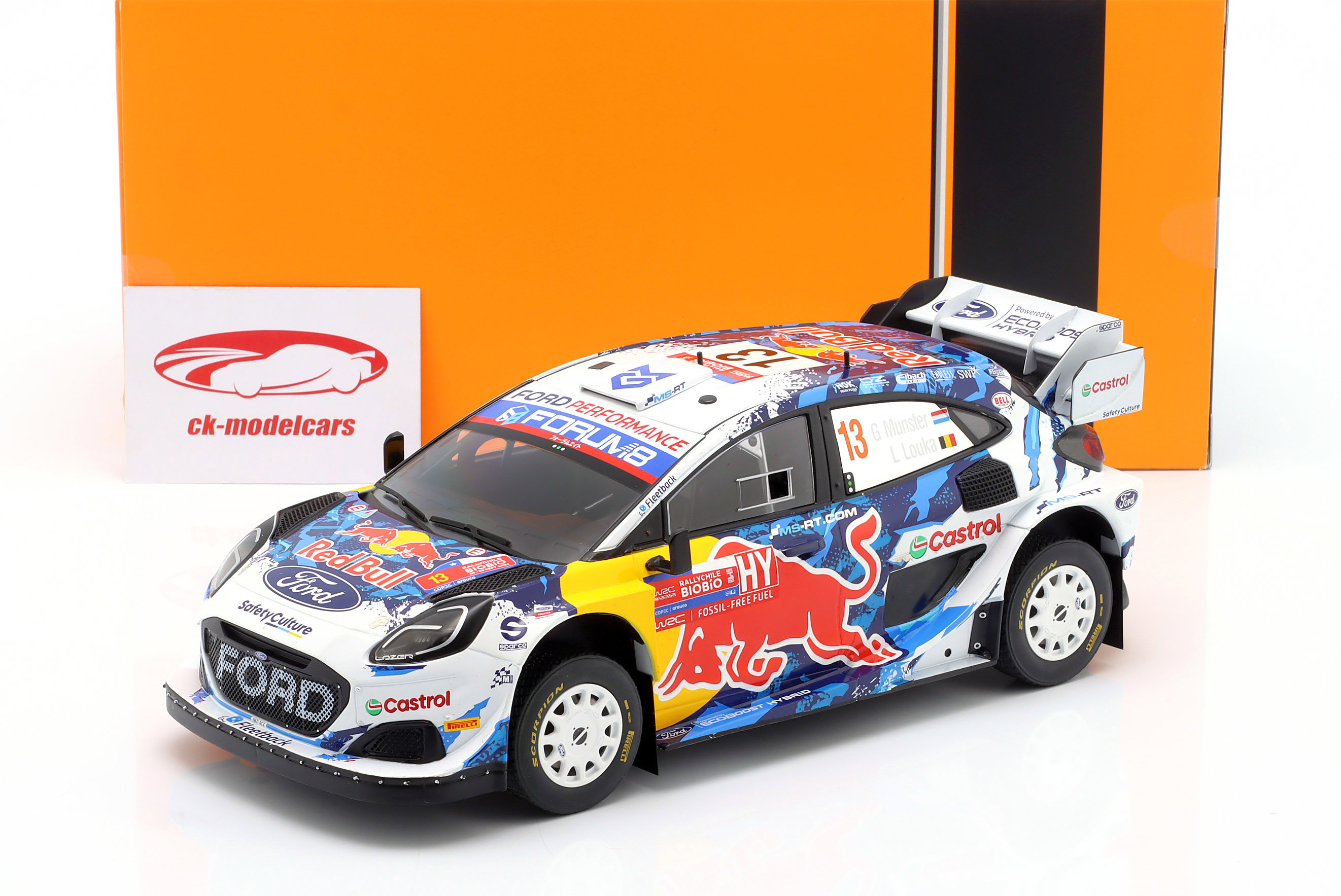 Ixo 1:18 Ford Puma Rally1 Hybrid #13 7-й Rallye Чили 2024 Munster