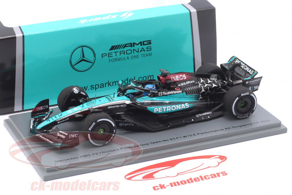 Mercedes AMG PETRONAS F1 W15E ミニカー S9569 Spark 1:43 George Russell Mercedes-AMG F1 W15 #63 4th Singapore GP