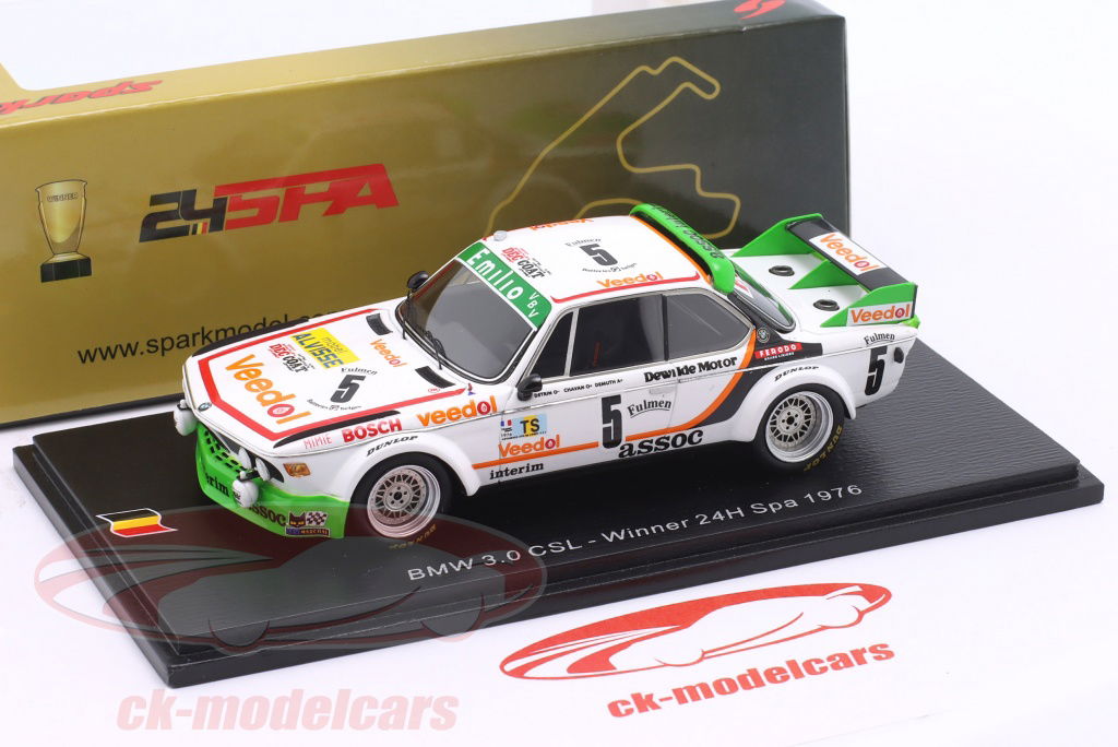 Spark 1:43 BMW 3.0 CSL #5 24h SPA 1976 winner Chavan, Detrin