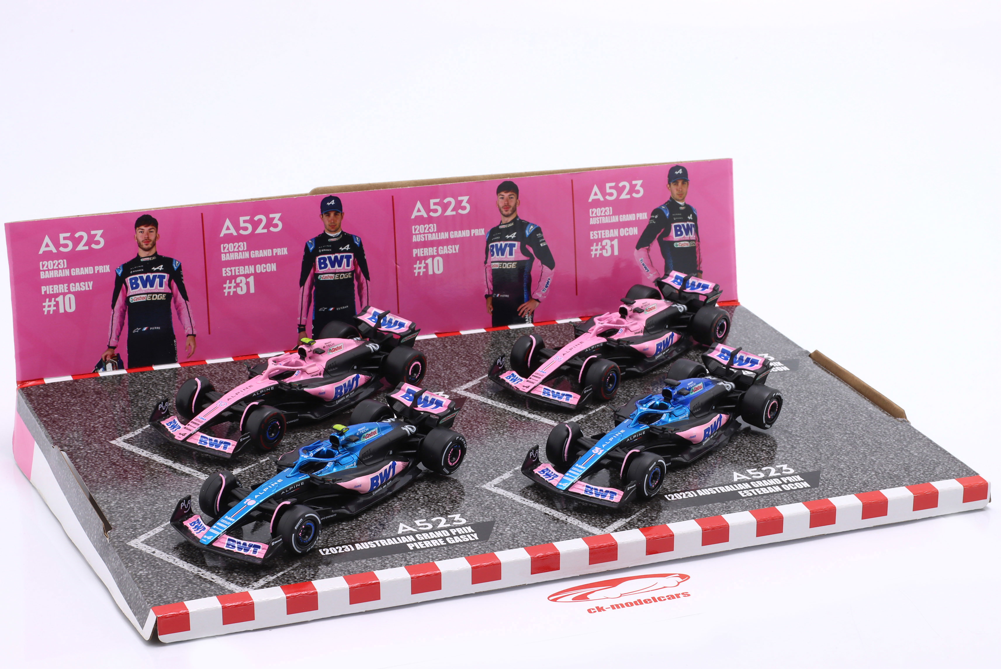 Bburago 1:43 4-Car Set Gasly #10 & Ocon #31 Alpine A523 Formula 1