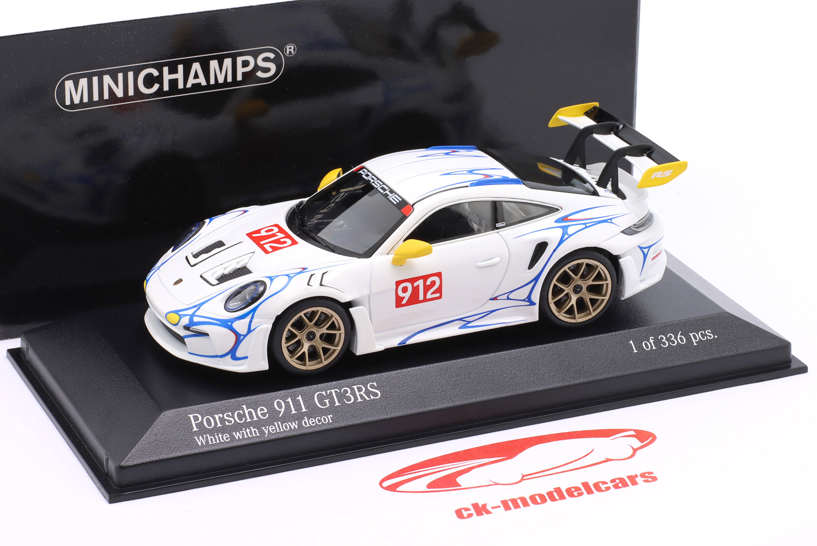 ミニカー MINICHAMPS Porsche 911 GT3RS 2023 1/43 Minichamps 1:43 Porsche 911 (992) GT3 RS year 2023 white / yellow