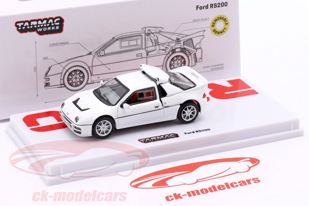 Tarmac Works 1:64 Ford RS200 year 1986-1989 white T64P-001-WH