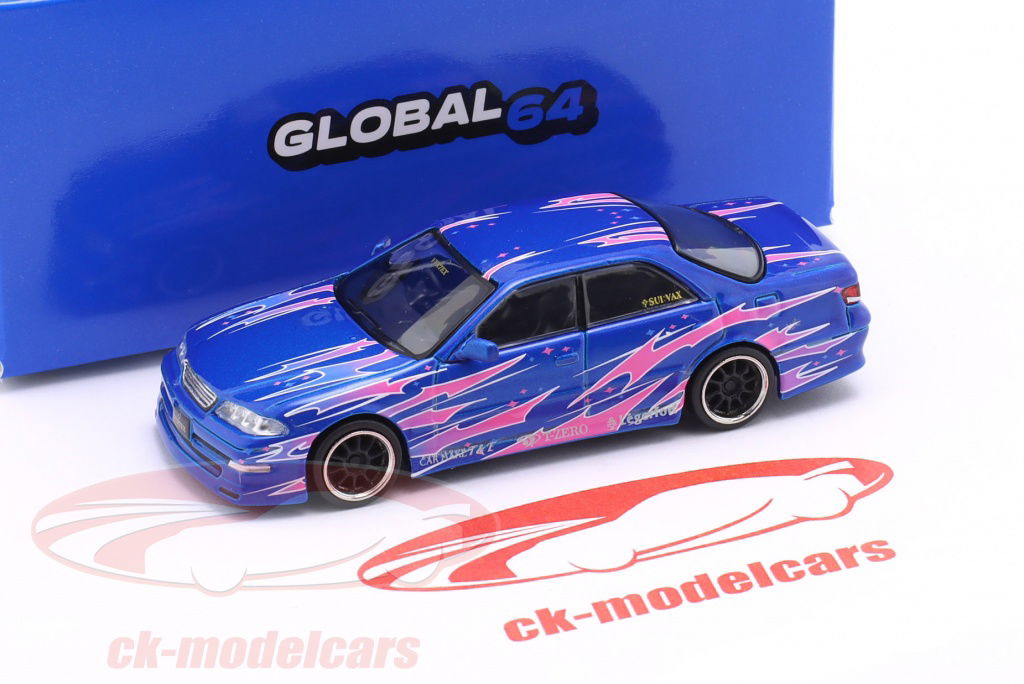 Tarmac Works 1:64 VERTEX Toyota MK II JZX100 blue metallic / decor