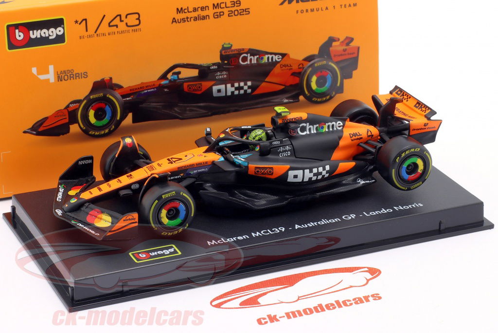 Bburago 1:43 Lando Norris McLaren MCL39 #4 Winner Australian GP