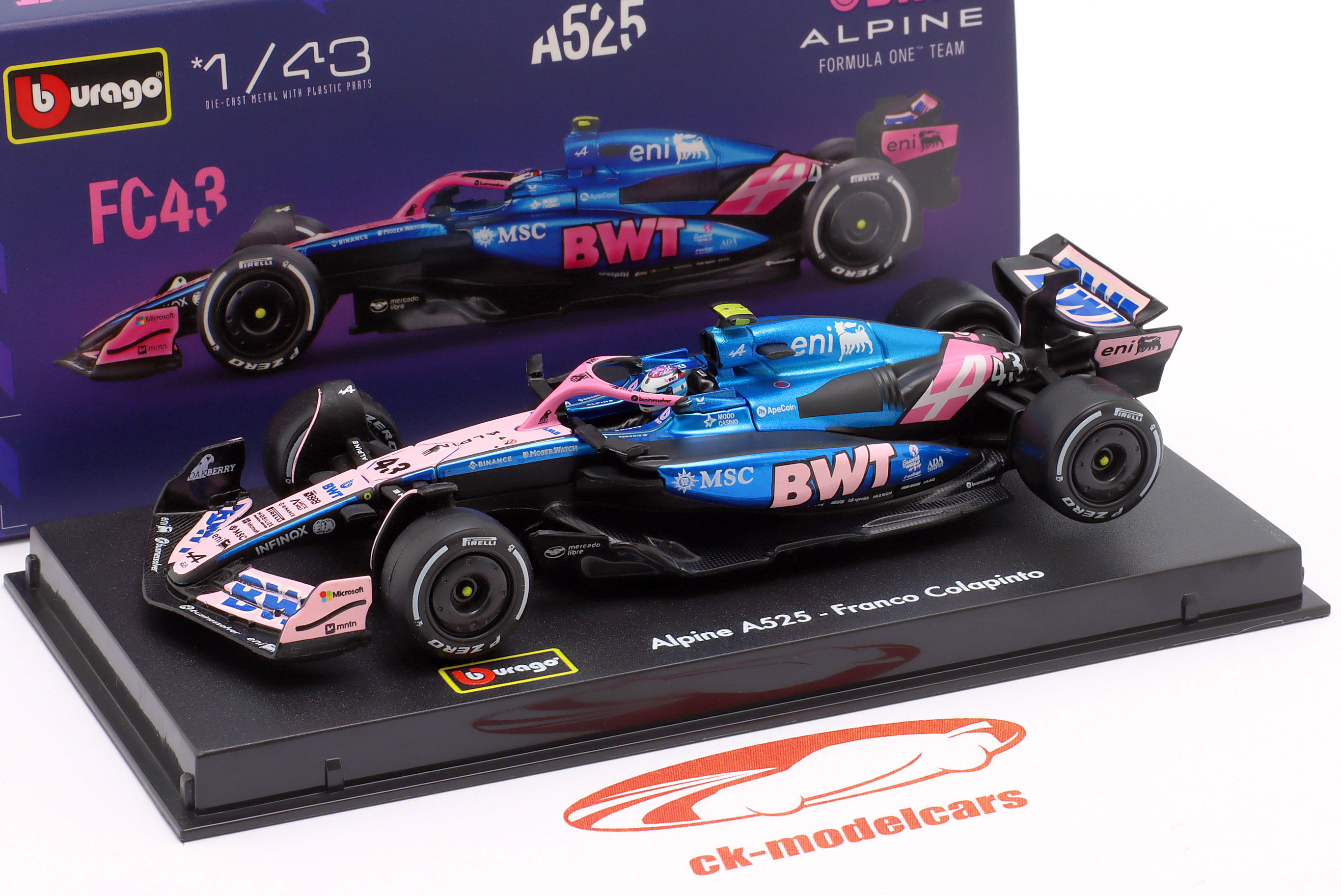 Bburago 1:43 Franco Colapinto Alpine A525 #43 公式1 2025 18-38258 #43  模型汽车18-38258 #43 8719247005304 4893993020164