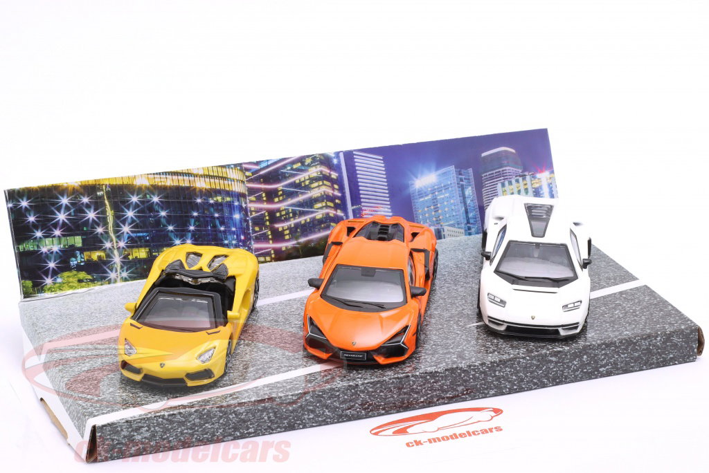 Lamborghini Countach & Revuelto 2台セット Bburago 1:43 3-Car Set Lamborghini Revuelto Hybrid / Aventador