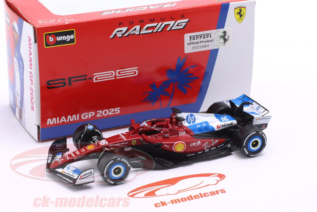 Bburago 1:43 Charles Leclerc Ferrari SF-25 #16 7日 Miami GP 式 1