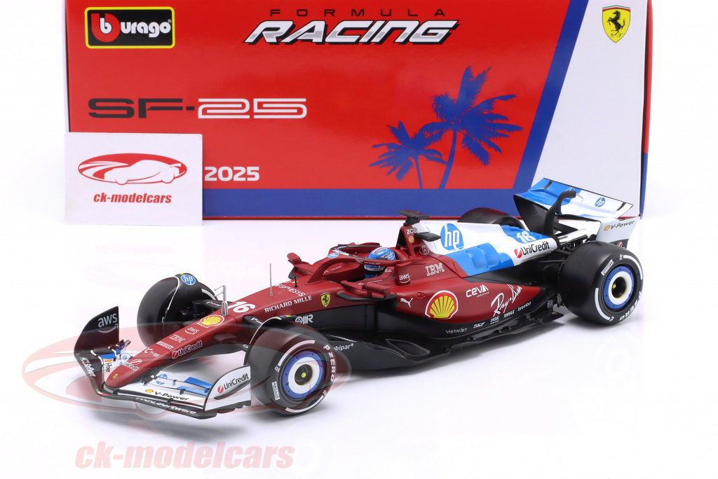 Bburago 1:18 Charles Leclerc Ferrari SF-25 #16 7th Miami GP