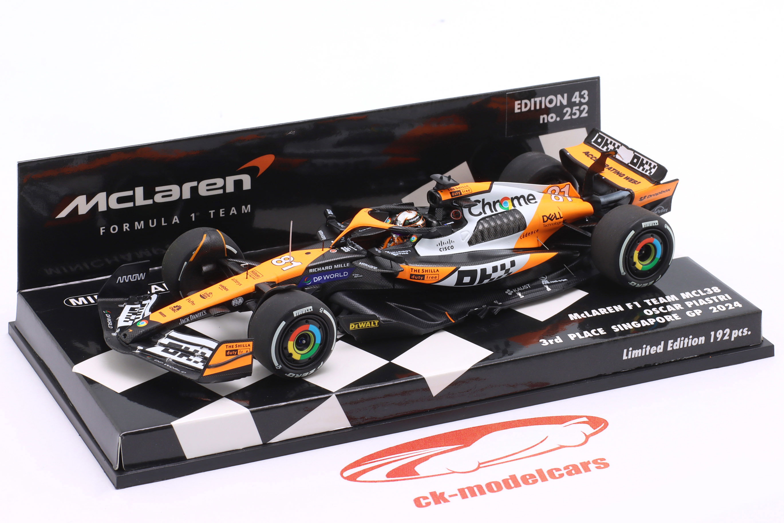 Minichamps 1:43 Oscar Piastri MCL38 #81 3rd Singapore GP Formula 1