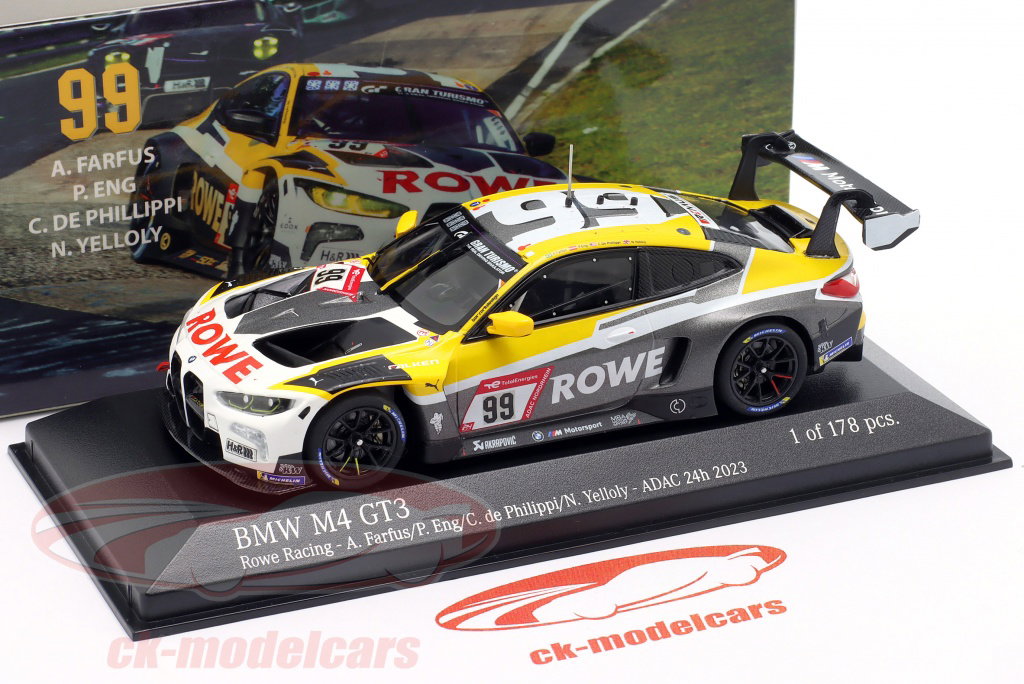 ミニカー 1/43  M4 GT3 - ROWE Racing 3rd Macau Minichamps 1:43 BMW M4 GT3 #99 24h Nürburgring 2023 Rowe Racing