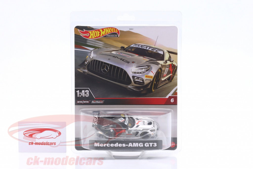 HotWheels 1:43 Mercedes-AMG GT3 #88 2020 銀 メタリック / 黒 Hot