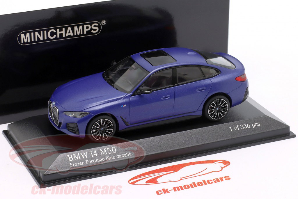 新品 1/43 ミニチャンプス  i4 M50 マットブルー 2022 Minichamps 1:43 BMW i4 M50 year 2022 frozen Portimao blue metallic