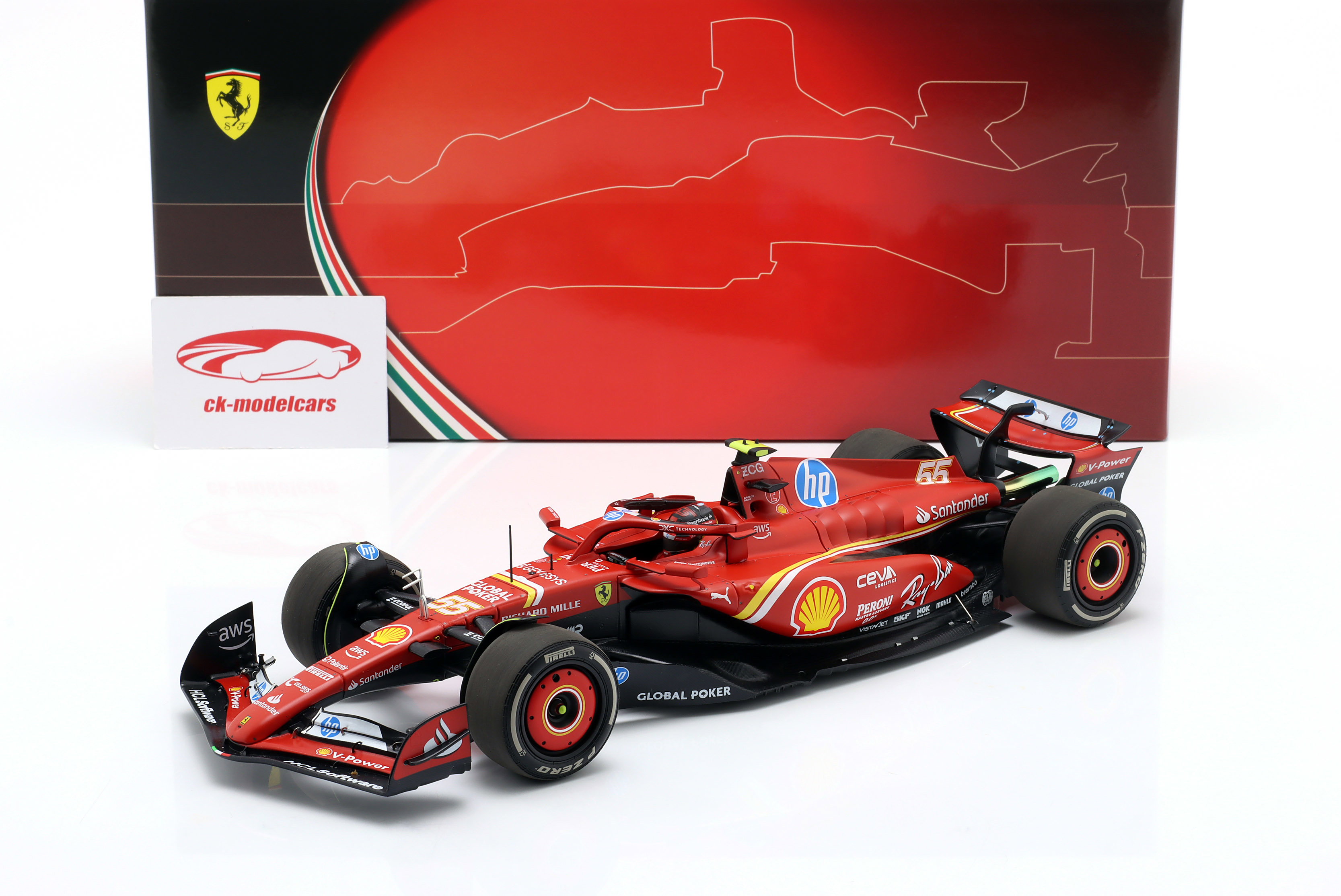 BBR Models 1:18 Carlos Sainz jr. Ferrari SF-24 #55 2nd USA GP