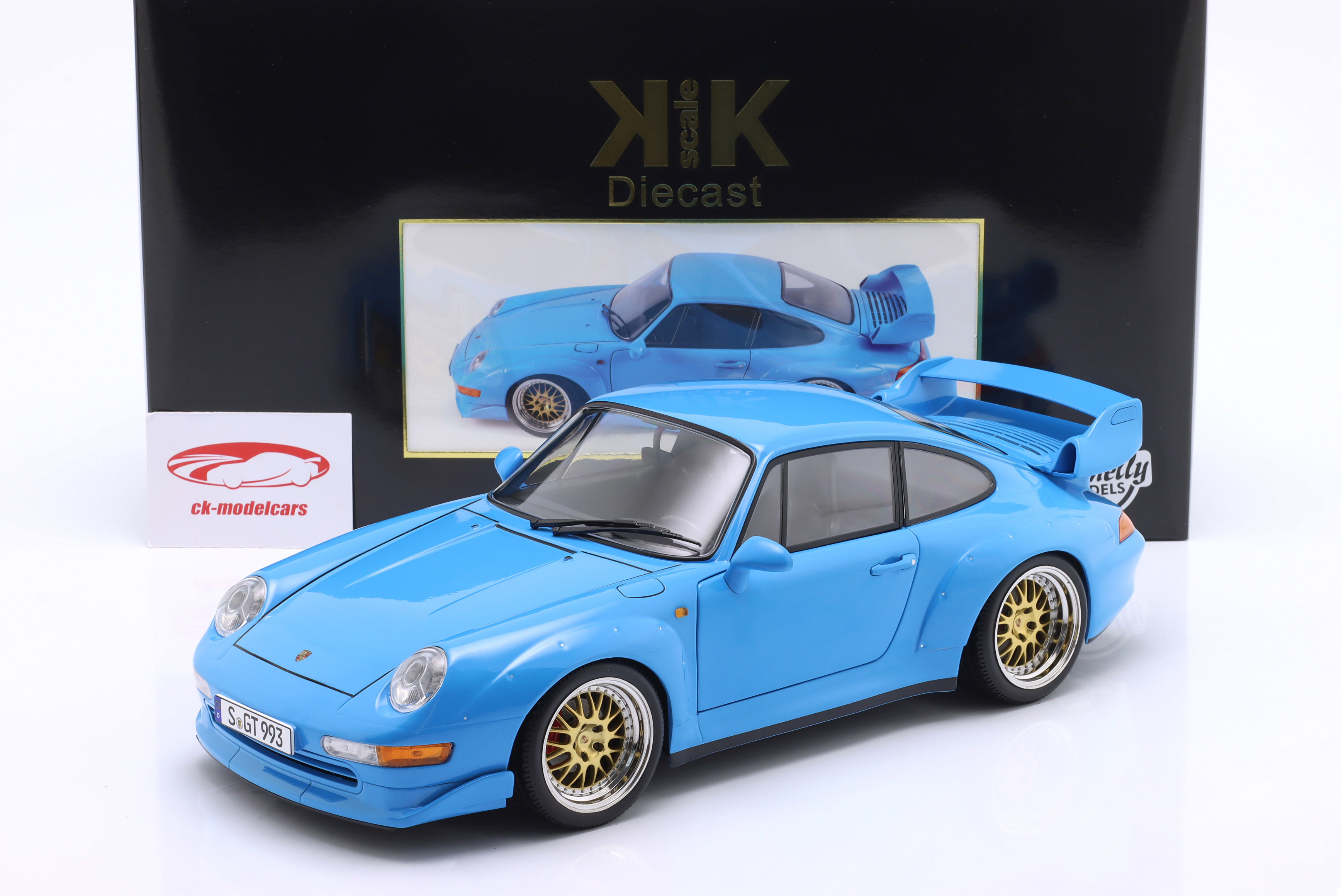KK-Scale 1:12 Porsche 911 (993) GT2 Year 1996 light blue / BBS