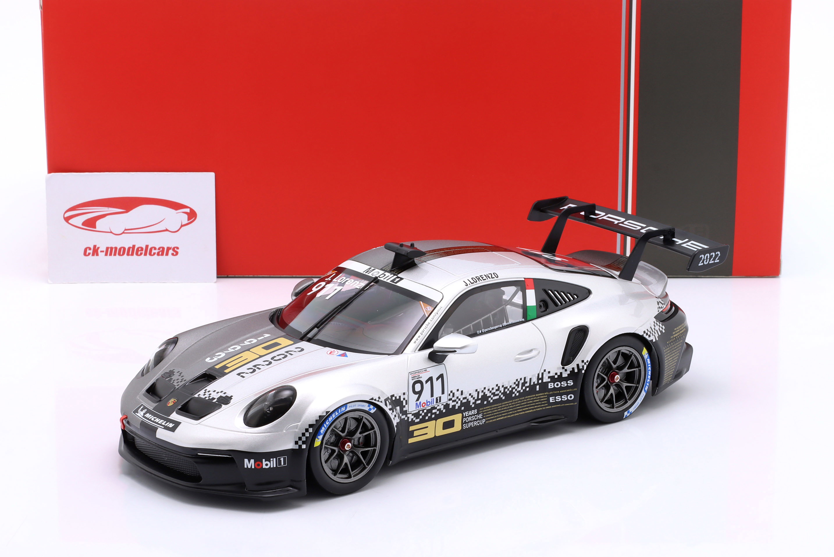 911 Carrera llic Edition ミニカー Ixo 1:18 Porsche 911 (992) GT3 Cup #911 Porsche Supercup Imola