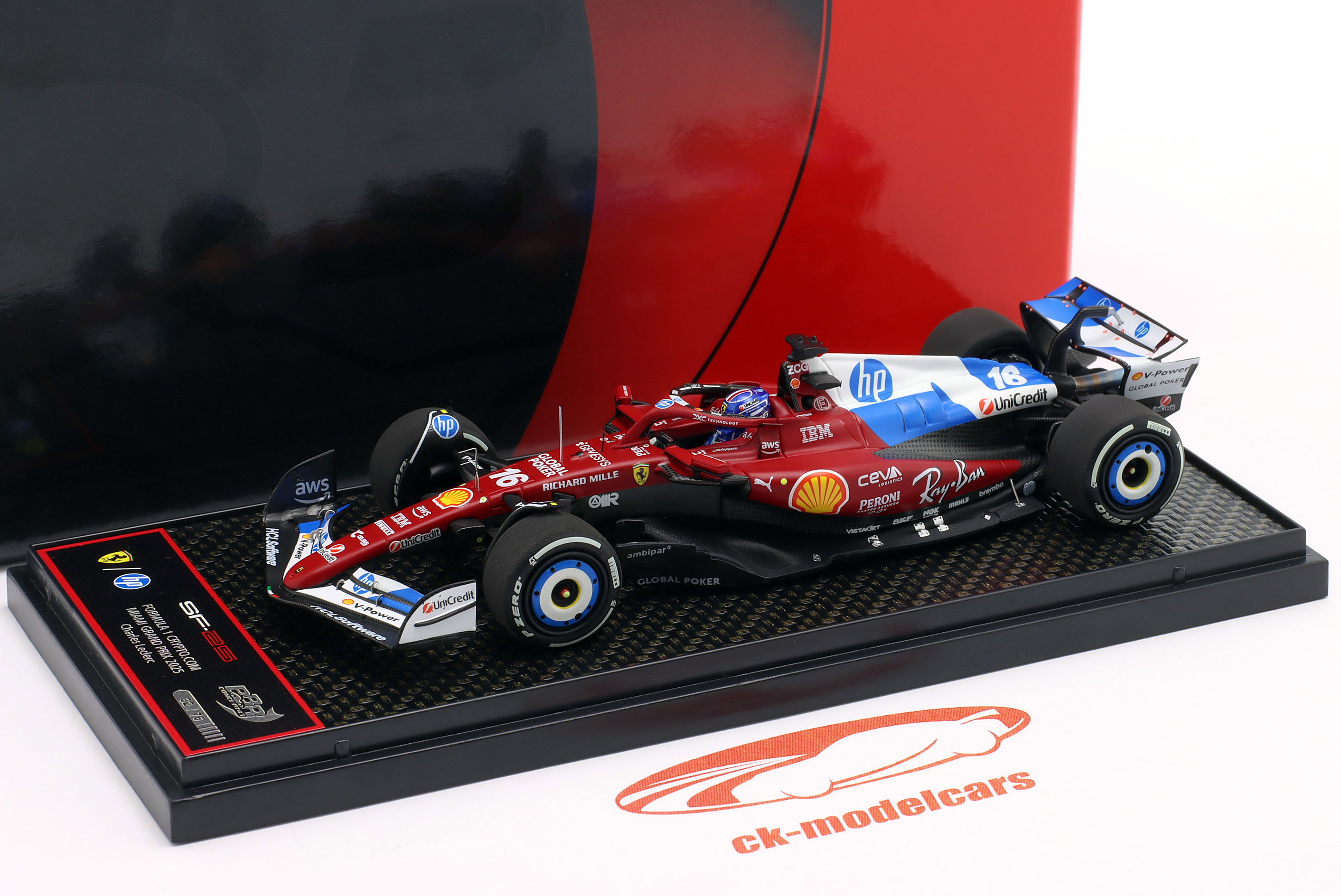 BBR Models 1:43 Charles Leclerc Ferrari SF-25 #16 7th Miami GP