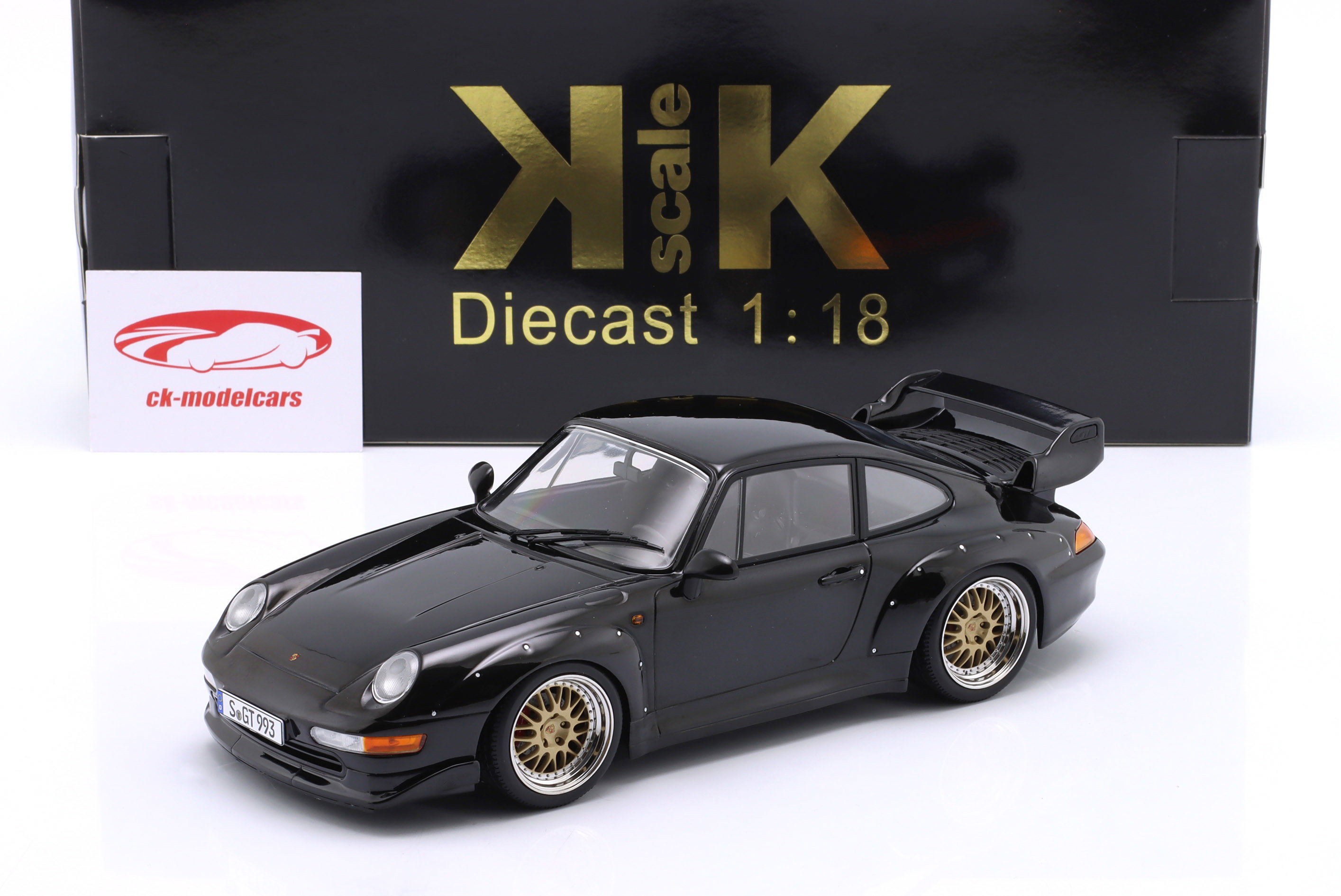 KK-Scale 1:18 Porsche 911 (993) GT2 建設年 1996 黒 / BBS リム