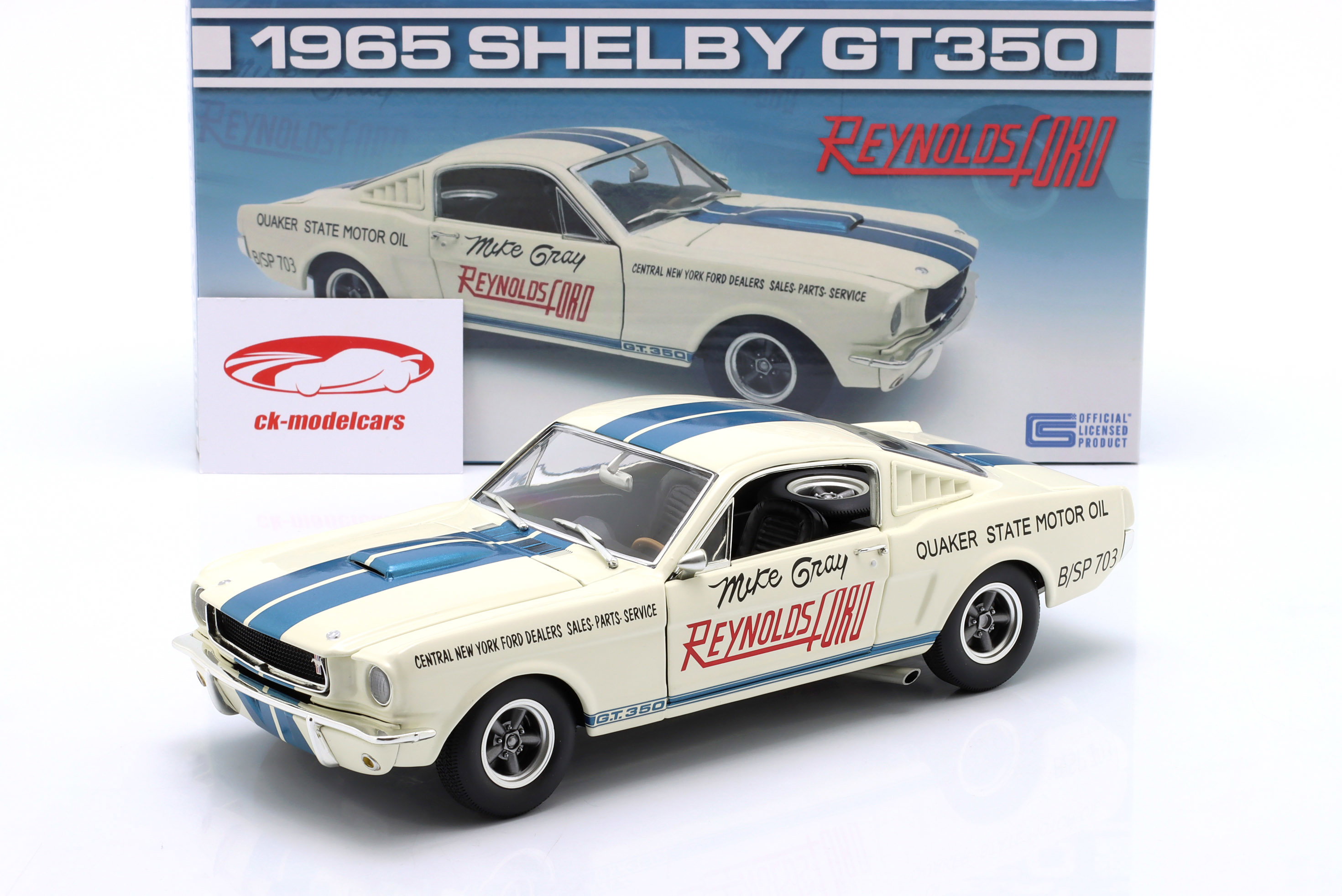 GMP 1:18 Ford Mustang Shelby GT350 Reynolds Ford 1965 white / blue