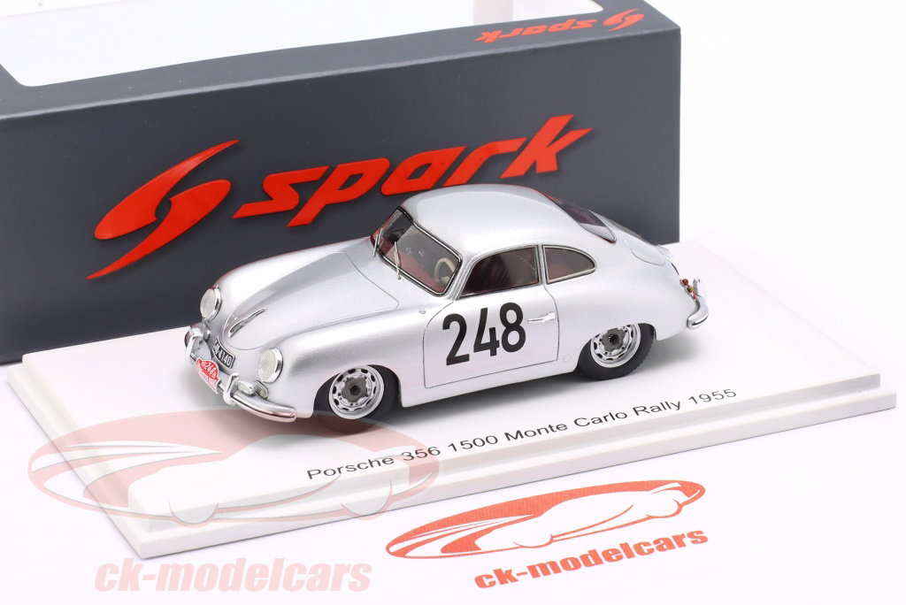 Porsche 356 Nr. 1 モデルカーキット Spark 1:43 Porsche 356 1500 #248 ラリー Monte Carlo 1955 Nathan