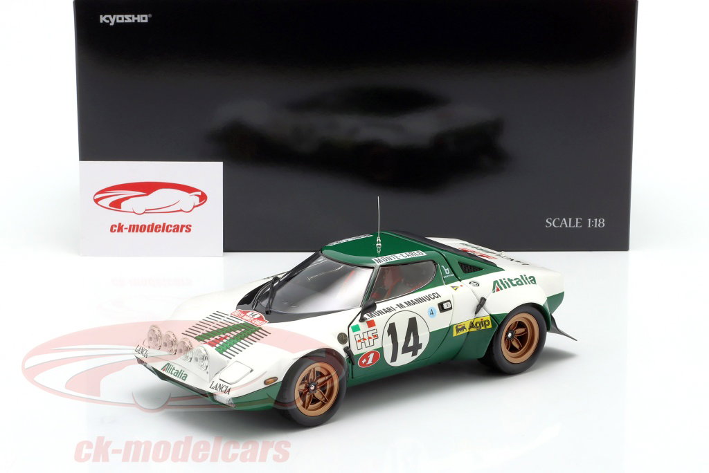 No202ミニカー1/18箱ありKYOSHO LANCIA STRATOS HF Kyosho 1:18 Lancia Stratos HF #14 勝者 Rallye Monte Carlo 1975