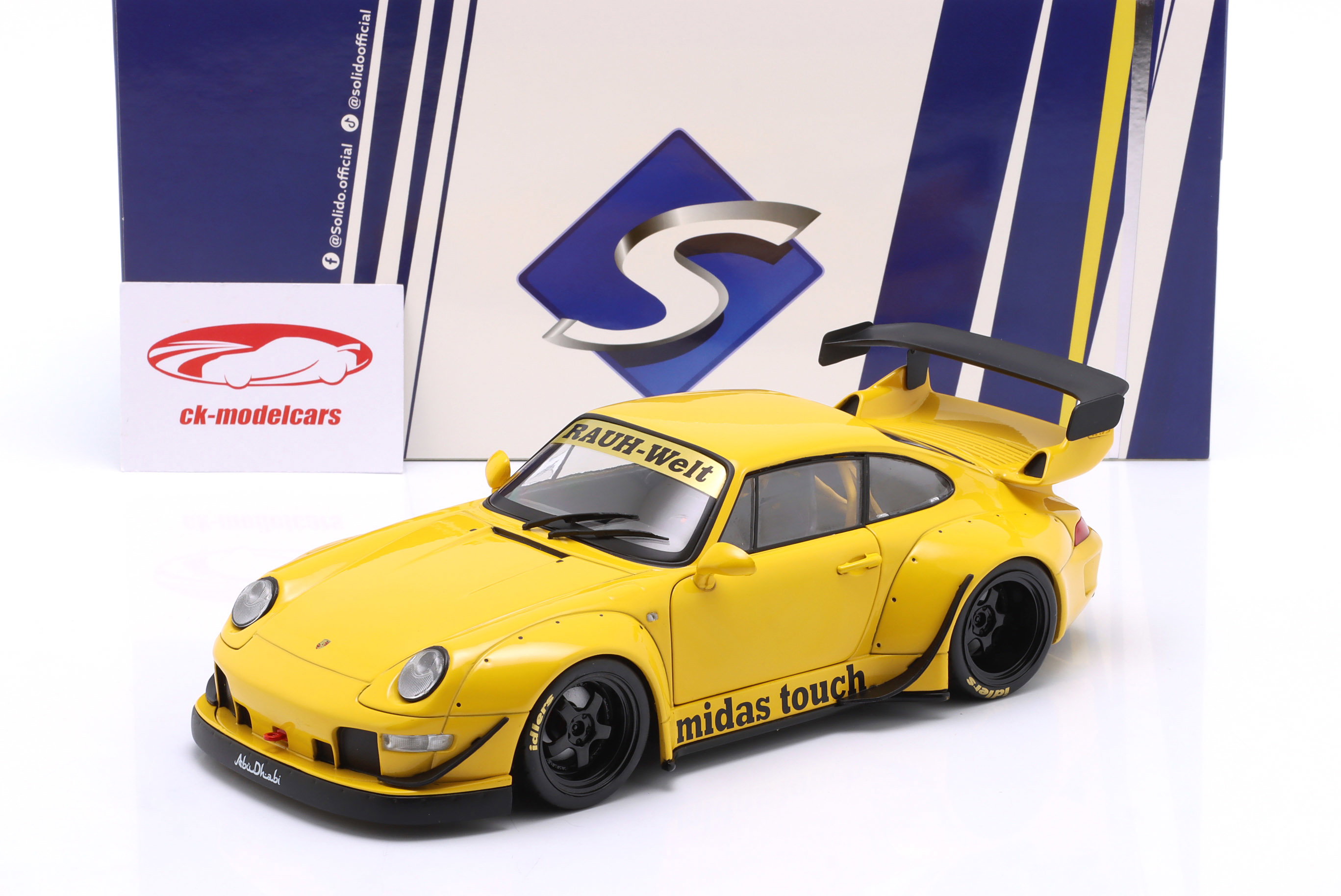 Solido 1:18 Porsche 911 (993) RWB Rauh-Welt Midas Touch 2023 黄色