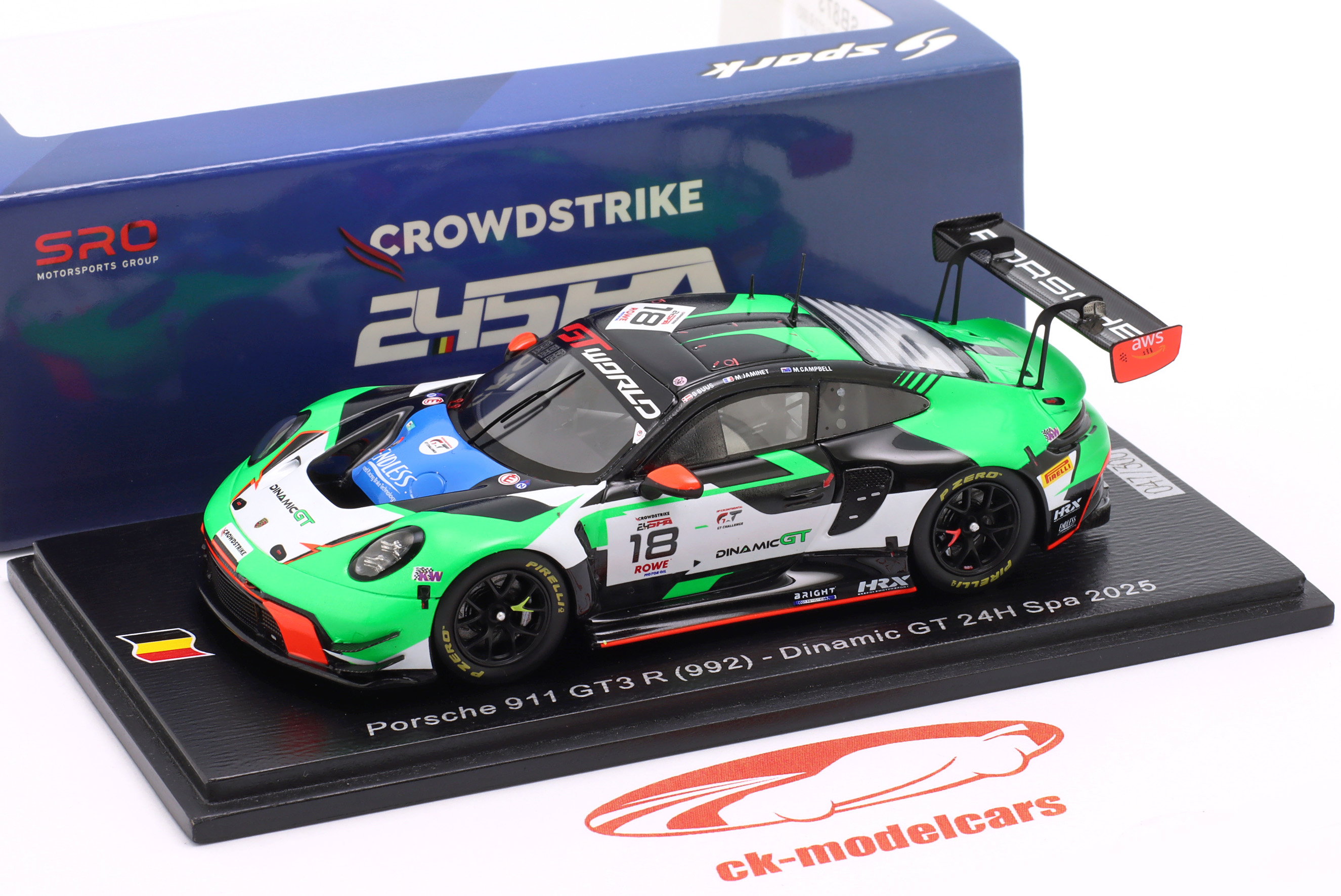Spark 1:43 Porsche 911 GT3 R #18 24h Spa 2025 Dinamic GT SB865