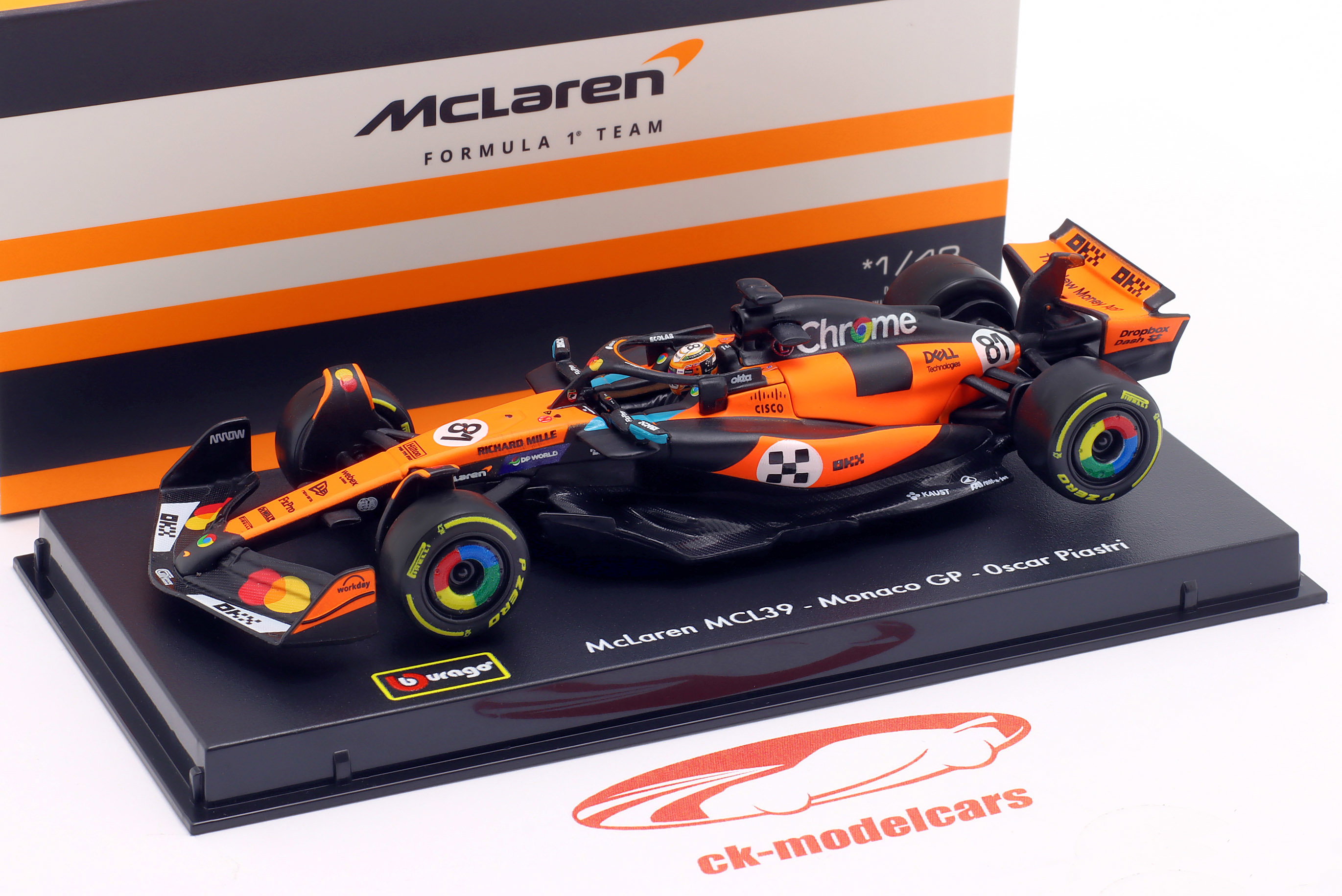 ボン・キゴマイム GP マホズン Bburago 1:43 Oscar Piastri McLaren MCL39 #81 3番目 Monaco GP 式 1