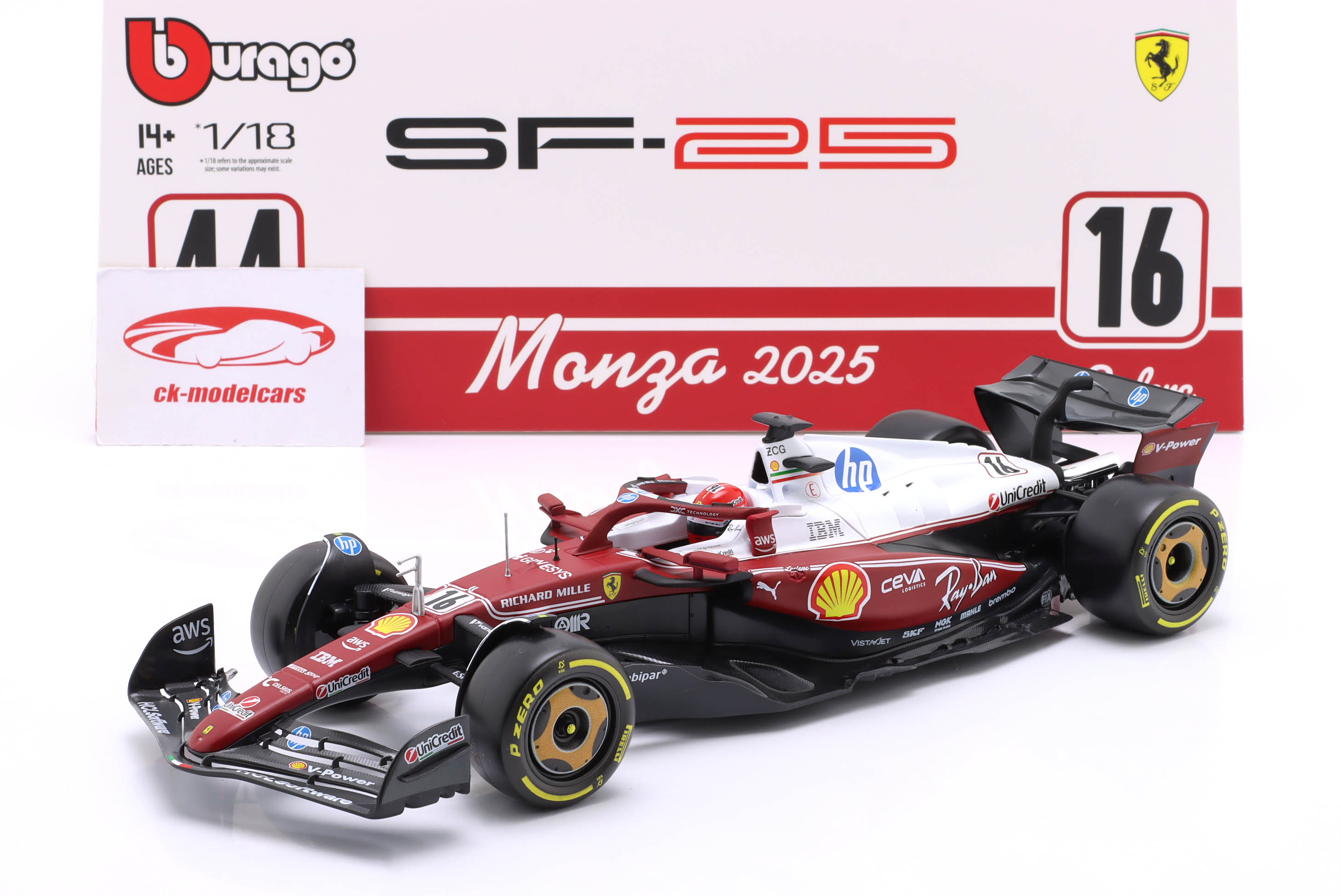 Bburago 1:18 Charles Leclerc Ferrari SF-25 #16 4th Italian GP