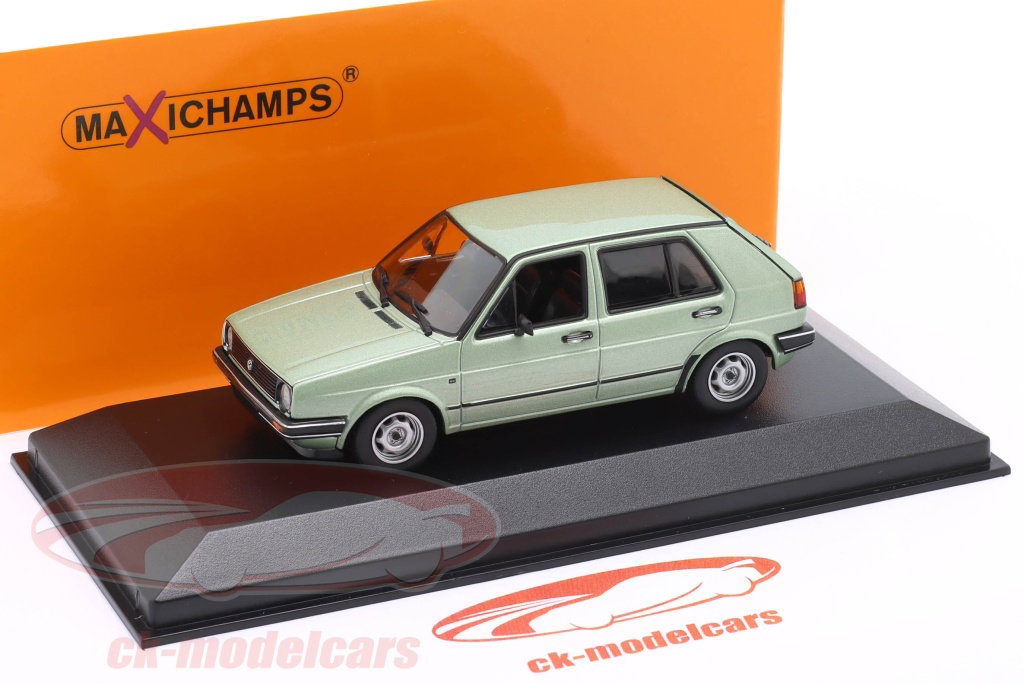 Minichamps 1:43 Volkswagen VW Golf II Byggeår 1985 sølvgrøn