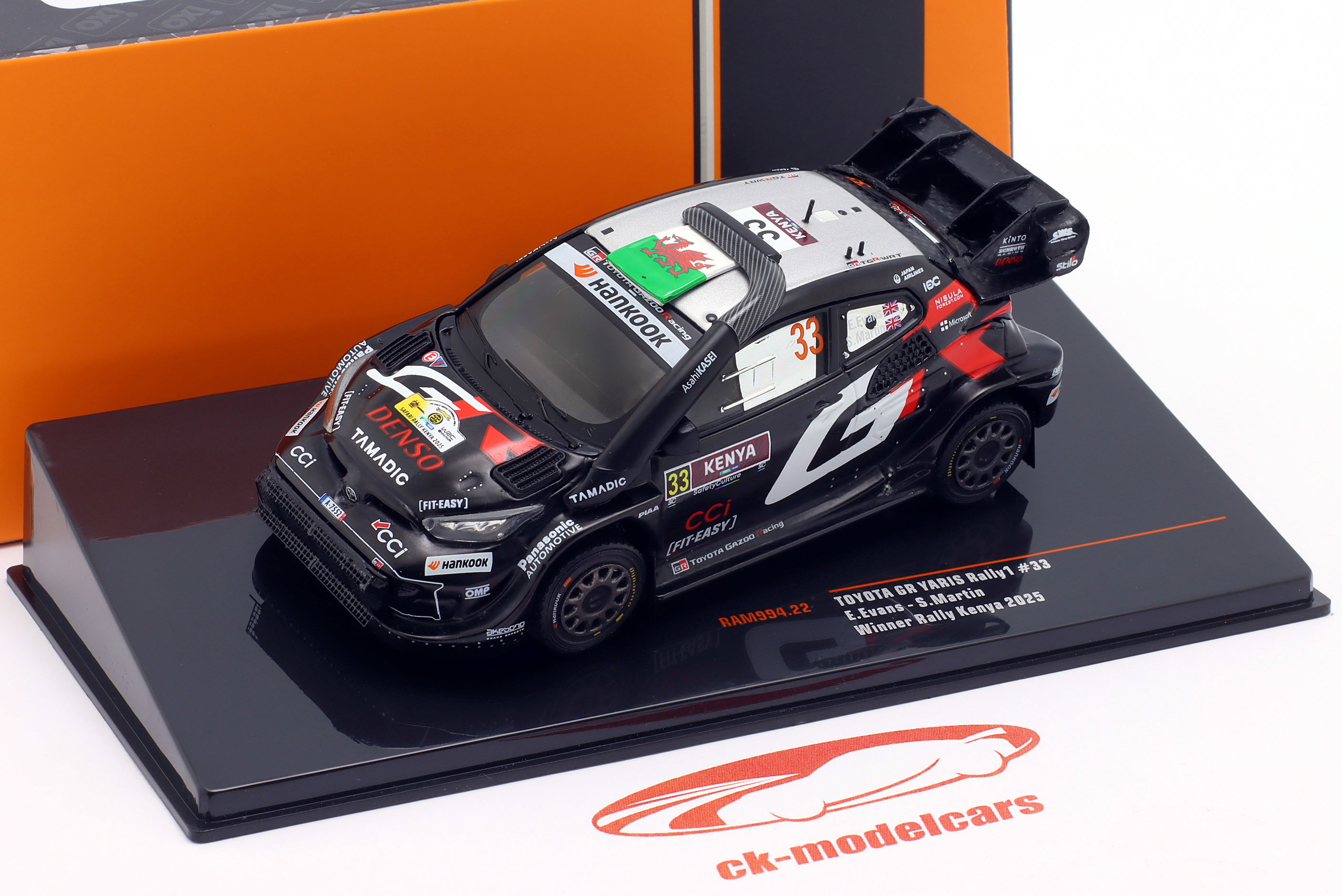 Ixo 1:43 Toyota GR Yaris Rally1 #33 勝者 Rally Kenya 2025 Evans