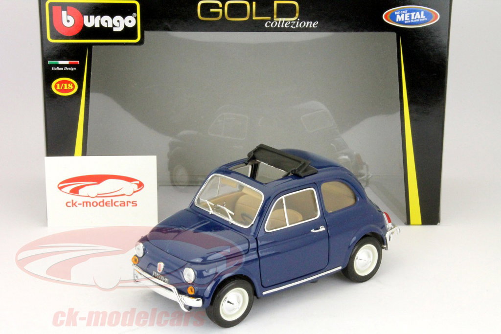 Bburago 1:18 Fiat 500 L Year 1968 blue 18-12035 model car 18-12035