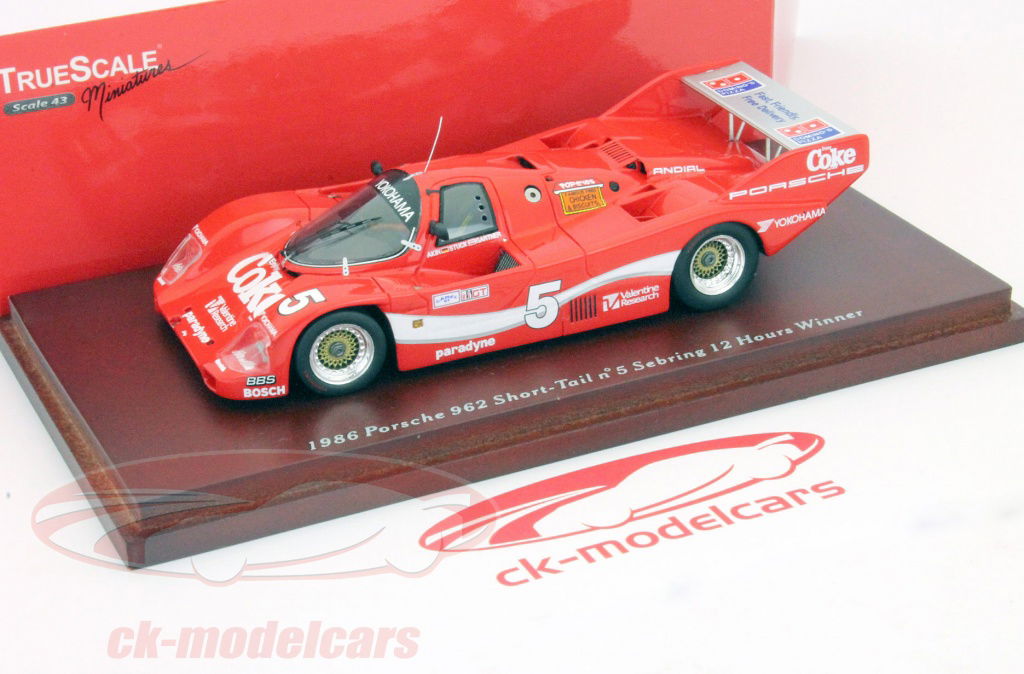 ミニカー TrueScale 1/43 Porsche 962 Short-Tail True Scale 1:43 Porsche 962 Tail #5 Winner 12h Sebring 1986