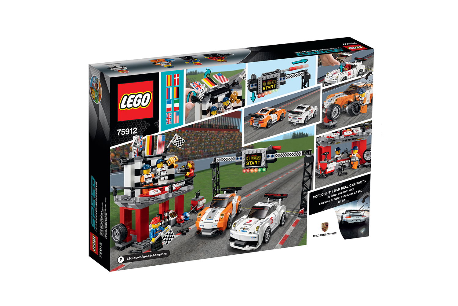 LEGO® Speed Champions Porsche 911 GT3 R Hybrid e GT3 RSR Finish Line
