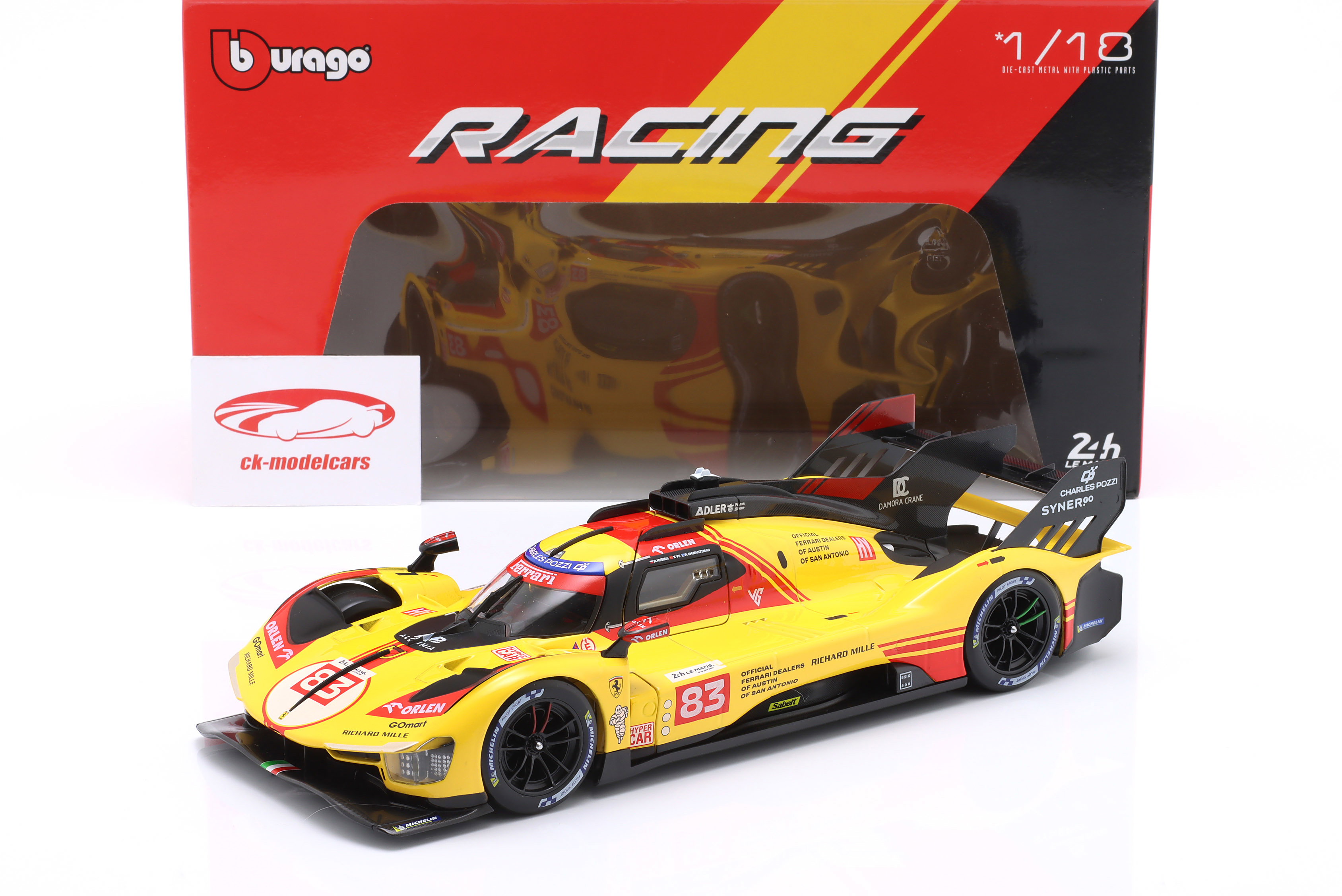 Ferrari 499P #83 24h LeMans 2024 Kubica, Shwartzman, Ye 1:18 Bburago